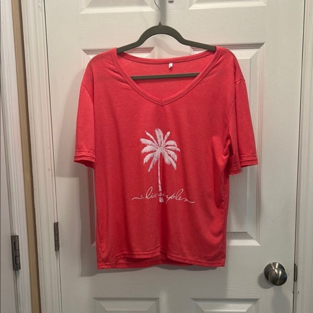Women's Red V-Neck Top